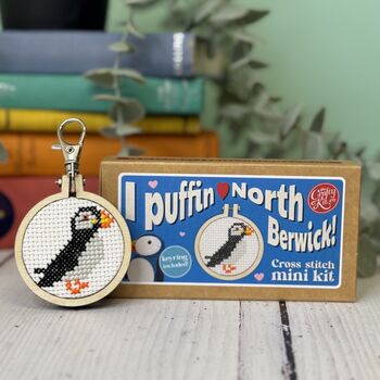 I Puffin Love North Berwick! Mini Matchbox Cross Stitch Kit, 2 of 4