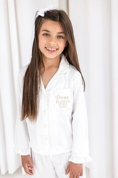 Bridal Embroidered Flower Girl/ Bridesmaid Satin Kid's Pyjamas, 4 of 8