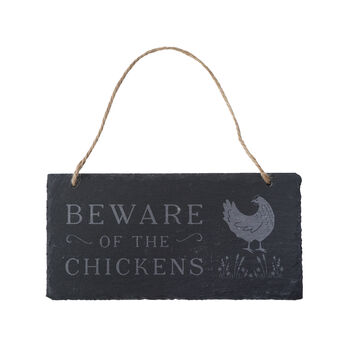 Bramble Farm 'Beware Of The Chickens Slate Sign, 2 of 3