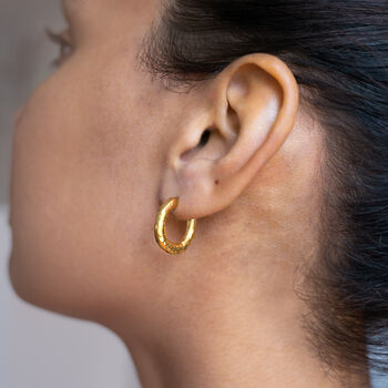 Gold Plated Molten Hoops Non Tarnish, 2 of 3