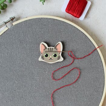 Cat Face Wooden Needle Minder, 6 of 7