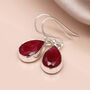 Sterling Silver Teardrop Ruby Drop Earrings, thumbnail 1 of 9