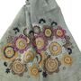 Hand Embroidered 100% Linen Scarf In Grey Floral, thumbnail 3 of 5
