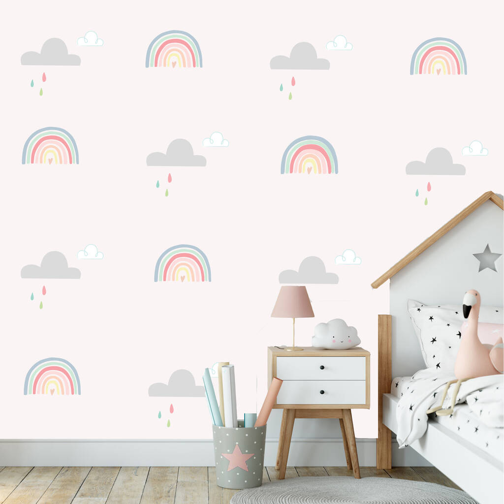 Rainbow And Cloud Fabric Wall Stickers, 1 of 5