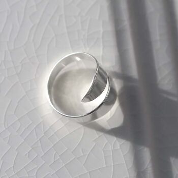 Sterling Silver Adjustable Flat Ring, 4 of 7