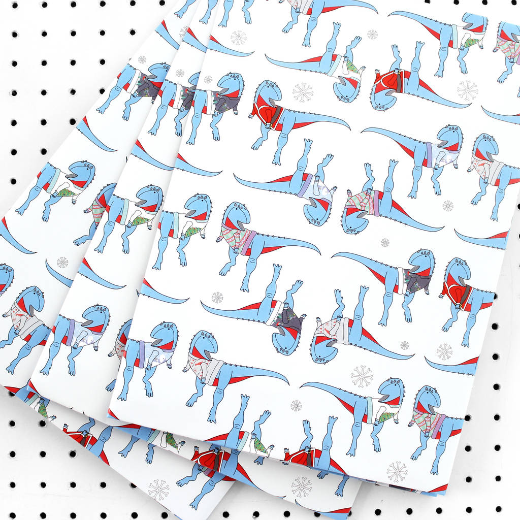 Dinosaur Christmas Jumper Wrapping Paper By Dinosaurs Doing Stuff