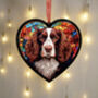 Welsh Springer Stained Glass Effect Heart Suncatcher, thumbnail 3 of 5