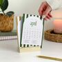 2025 Desk Calendar With Refillable Cards And Wood Stand, thumbnail 1 of 11