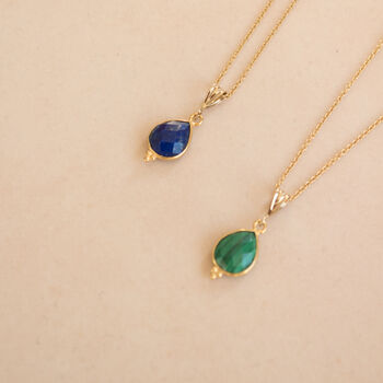 Lapis Lazuli Drop Necklace 14k Gold Filled And Vermeil, 5 of 6