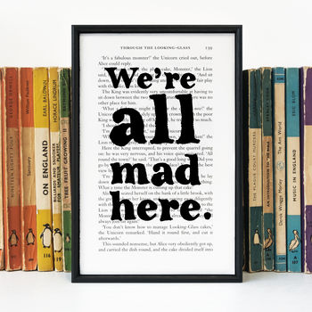 Alice 'We're All Mad Here' Quote Book Page Print, 2 of 5