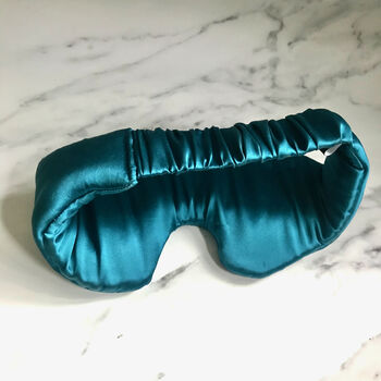 Oversized Silk Sleep Mask In Teal, 4 of 6