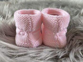 Pink Knitted Baby Booties, 7 of 8