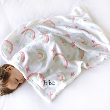 Personalised Soft Rainbow Baby Blanket, 5 of 8