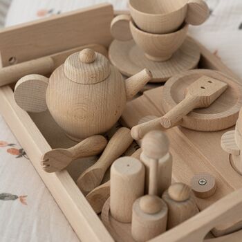 Personalised Wooden Play Tea Set, 4 of 6