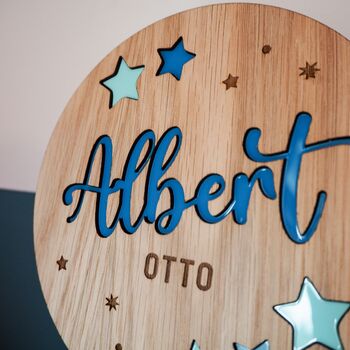 Personalised New Baby Wall Plaque With Stars, 2 of 4