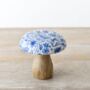 Blue Floral Hare Design Mushroom, thumbnail 2 of 3