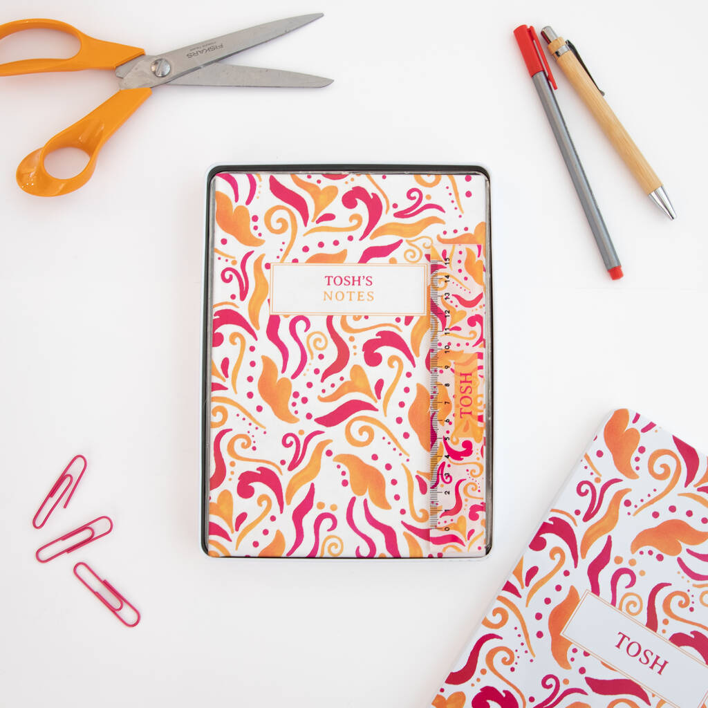 Personalised Paisley Stationary Tin Gift Set By Proper Goose