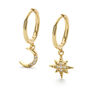 Gold Plated And Sterling Silver Star Moon Hoop Earrings, thumbnail 2 of 6
