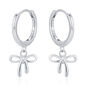 Ribbon Bow Huggie Hoop Earrings In Sterling Silver, thumbnail 8 of 12