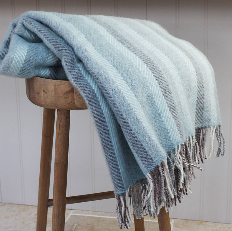 natural blue wool throw by marquis & dawe