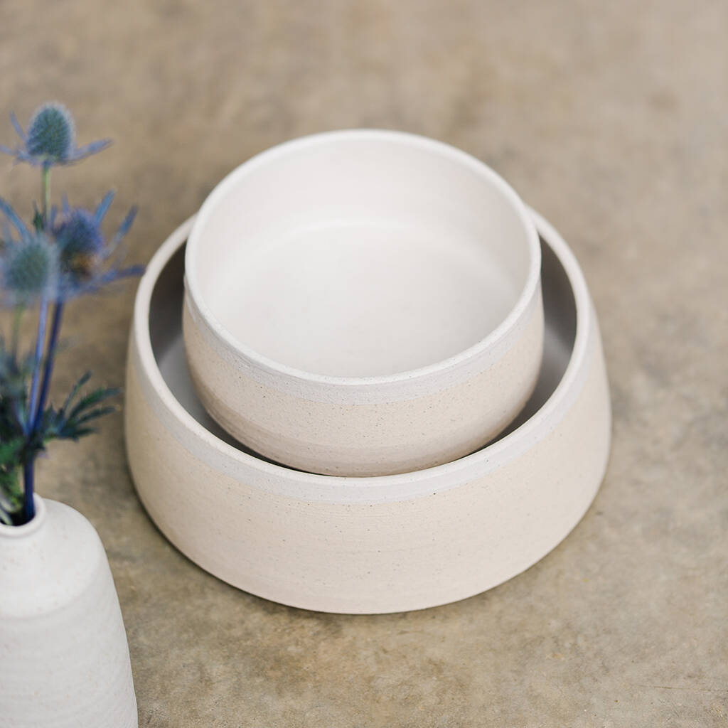 Ceramic Dog Food And Water Bowl Set By The Stately Hound