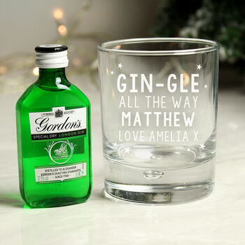 Personalised Gingle Bells Bubble Glass And Gin Mini, 3 of 3