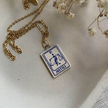 Ceramic Justice Tarot Card Tiny Clay Charm Necklace, 4 of 8