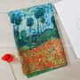 Poppy Field By Van Gogh Cotton Blend Scarf, thumbnail 1 of 5