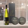 Vino Coco White Wine Gift Set With Mr And Mrs Slate Coasters Perfect For Anniversaries And Wedding Presents, thumbnail 1 of 8