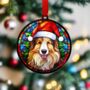 Rough Collie In Santa Hat Suncatcher Decoration, thumbnail 4 of 6