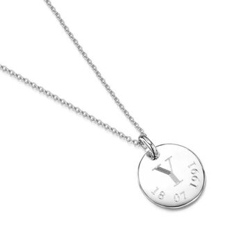 Personalised Sterling Silver Initial And Date Necklace, 3 of 11