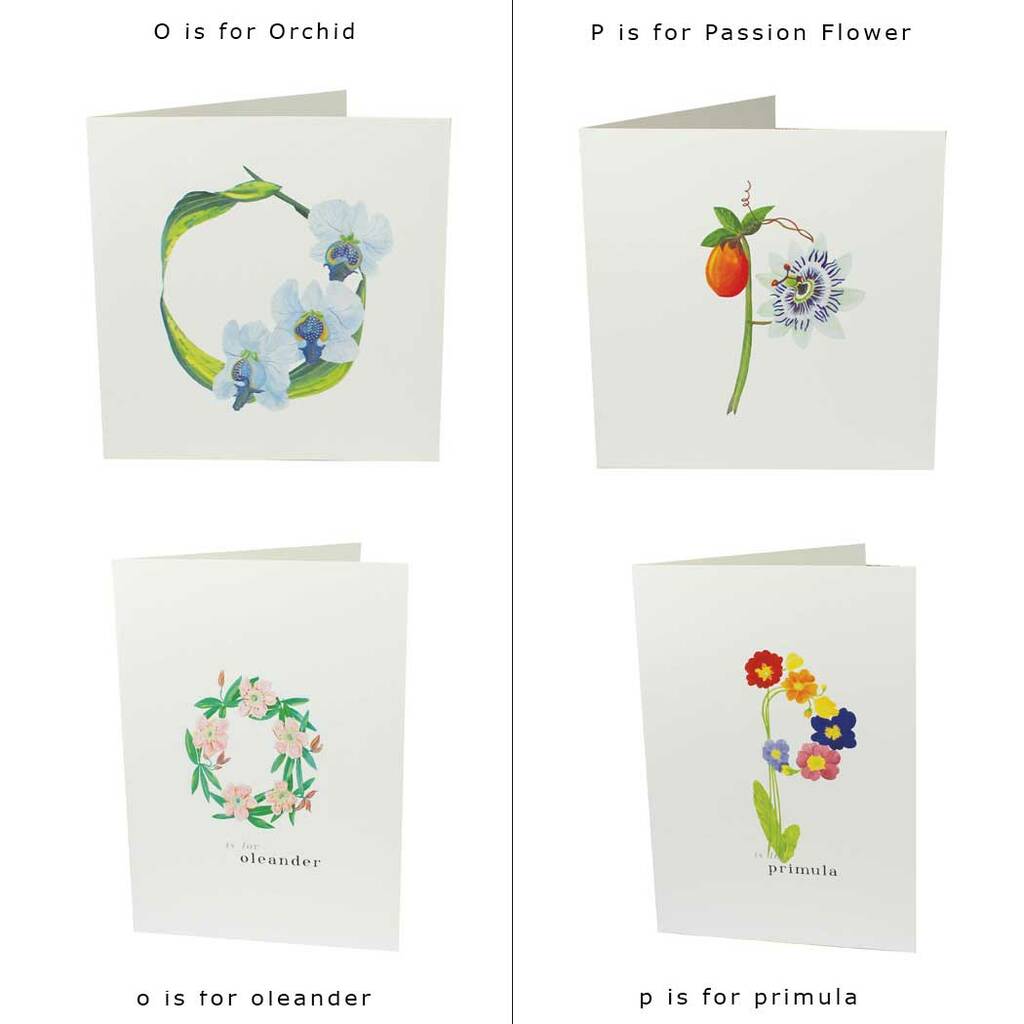 Botanical Flower Letter Cards By THE BOTANICAL ABC | notonthehighstreet.com
