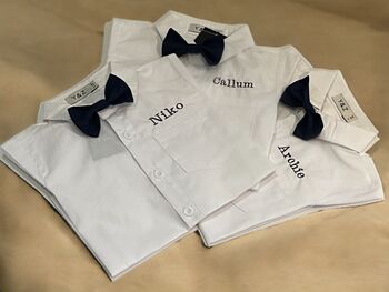 Personalise Boy's 4pc Wedding Linen Blend Brace Outfit, 2 of 12