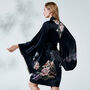 Silk Kimono Dressing Gown Fleur Japonaise Midnight Blue, thumbnail 7 of 10