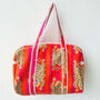 Quilted Cotton Tiger Print Duffle Bag, thumbnail 1 of 7