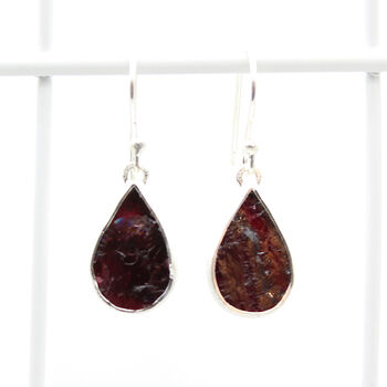 Garnet Gemstone Handmade Ladies Silver Earrings, 2 of 4