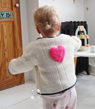 Baby And Child's Quilted Coat With Heart Motif, 2 of 12