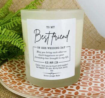 Personalised My Best Friend On Her Wedding Day Candle, 2 of 11