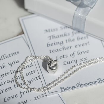 Teacher Thank You Silver Apple Charm Necklace, 2 of 6