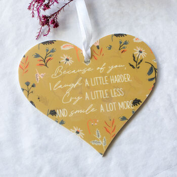 Mustard Floral Friendship Acrylic Hanging Heart Token, 2 of 6