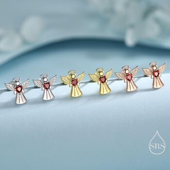 Sterling Silver Angel Stud Earrings, 7 of 12