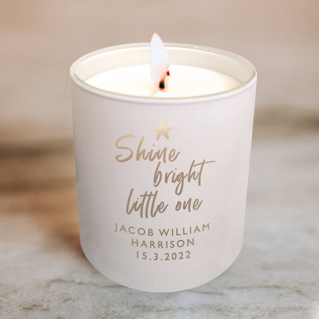 Personalised New Baby Engraved Scented Candle By Letterfest