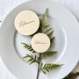 Round Wooden Wedding Favour Place Name Settings, thumbnail 8 of 9