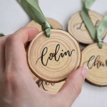 Personalised Wood Wedding Favour Place Names X 10, 3 of 8