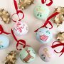 Personalised Hand Illustrated Snowman Christmas Bauble, thumbnail 3 of 5