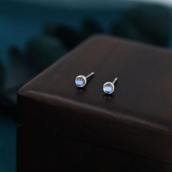 Moonstone Stud Earrings In Sterling Silver, 5 of 12