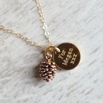 Tiny Pine Cone Charm Necklace, 6 of 12