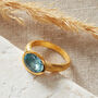 Blue Topaz Matte Gold Plated Silver Stacking Ring, thumbnail 1 of 9