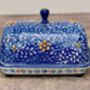 Handpainted Blue Swirl Patterned Butter Dish, thumbnail 3 of 5