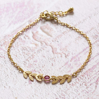 Delicate Gold Vine Birthstone Bracelet, 3 of 12